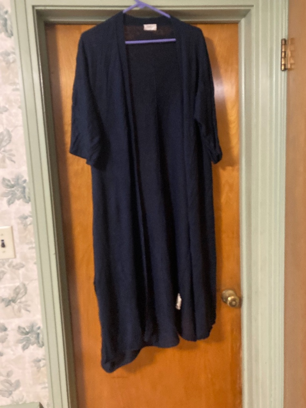 Poetry 100% Linen Navy Blue Duster Long Cardigan US Size 2 UK Size 6